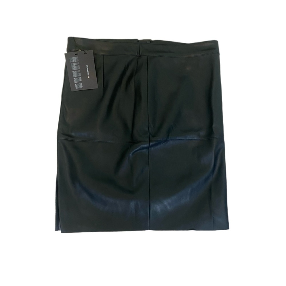 Vero Moda NWT Women’s Jet Black Zip Up Back Faux Leather Mini Skirt Sz L New